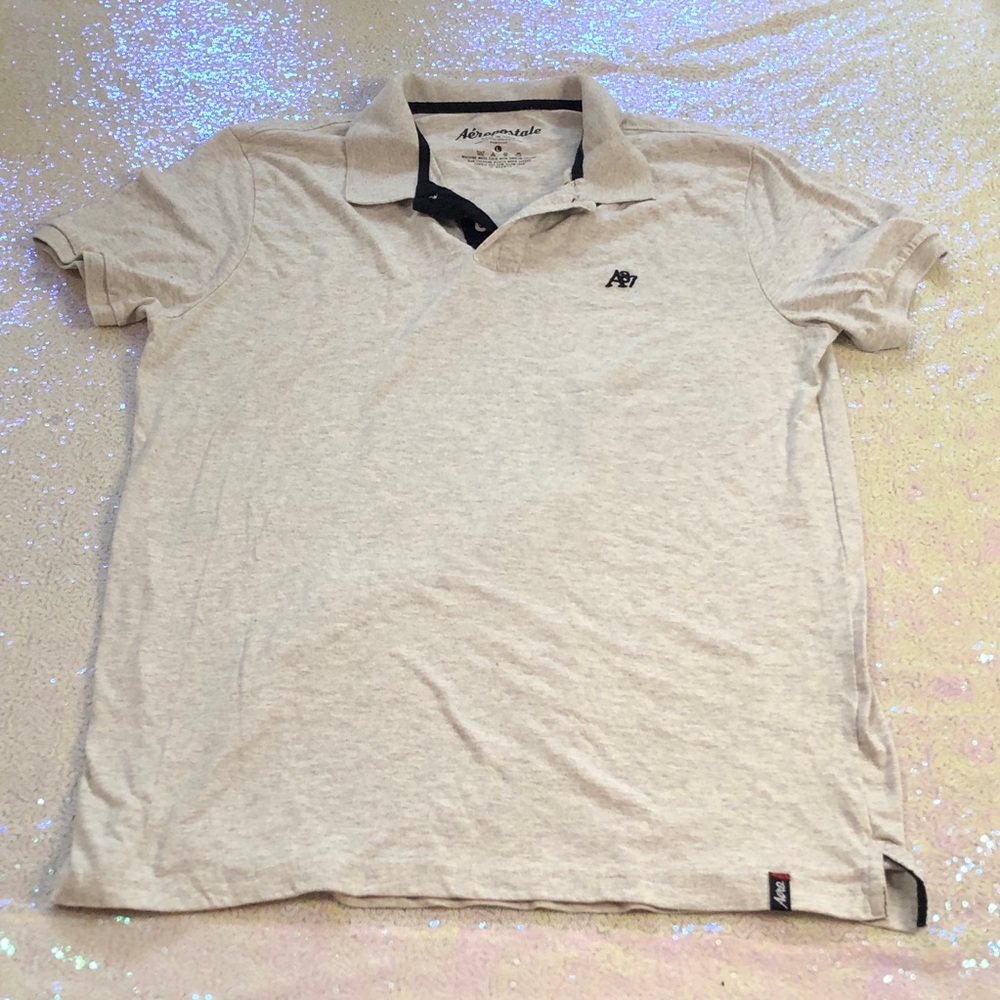 Aeropostale Button collared grey short sleeve Polo Shirt large